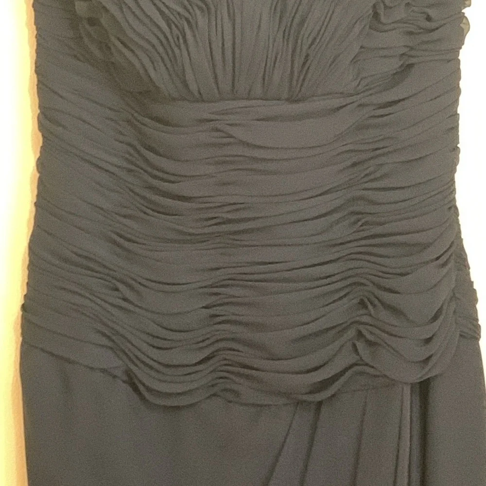 Victor Costa Black Chiffon Sweetheart Smocked Layered Gown Long Dress Vintage 10 - Picture 4 of 17